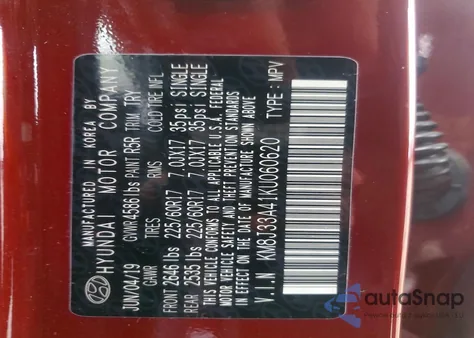 2019 Hyundai Tucson Limited z USA, uszkodzony, nr VIN KM8J33A41KU060620